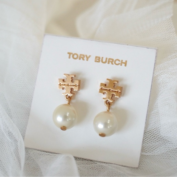 Tory Burch Kira Moondance Pearl Drop Earrings Gold Tone NWT - Picture 6 of 11